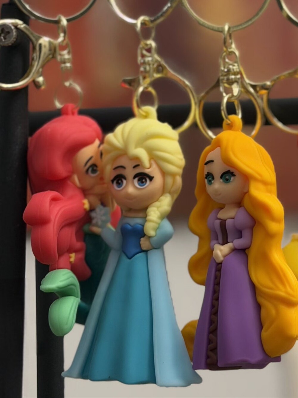 Princess Keychain Charm - Elsa Ariel Snow White Belle Sleeping Beauty Rapunzel - Picture 2 of 3